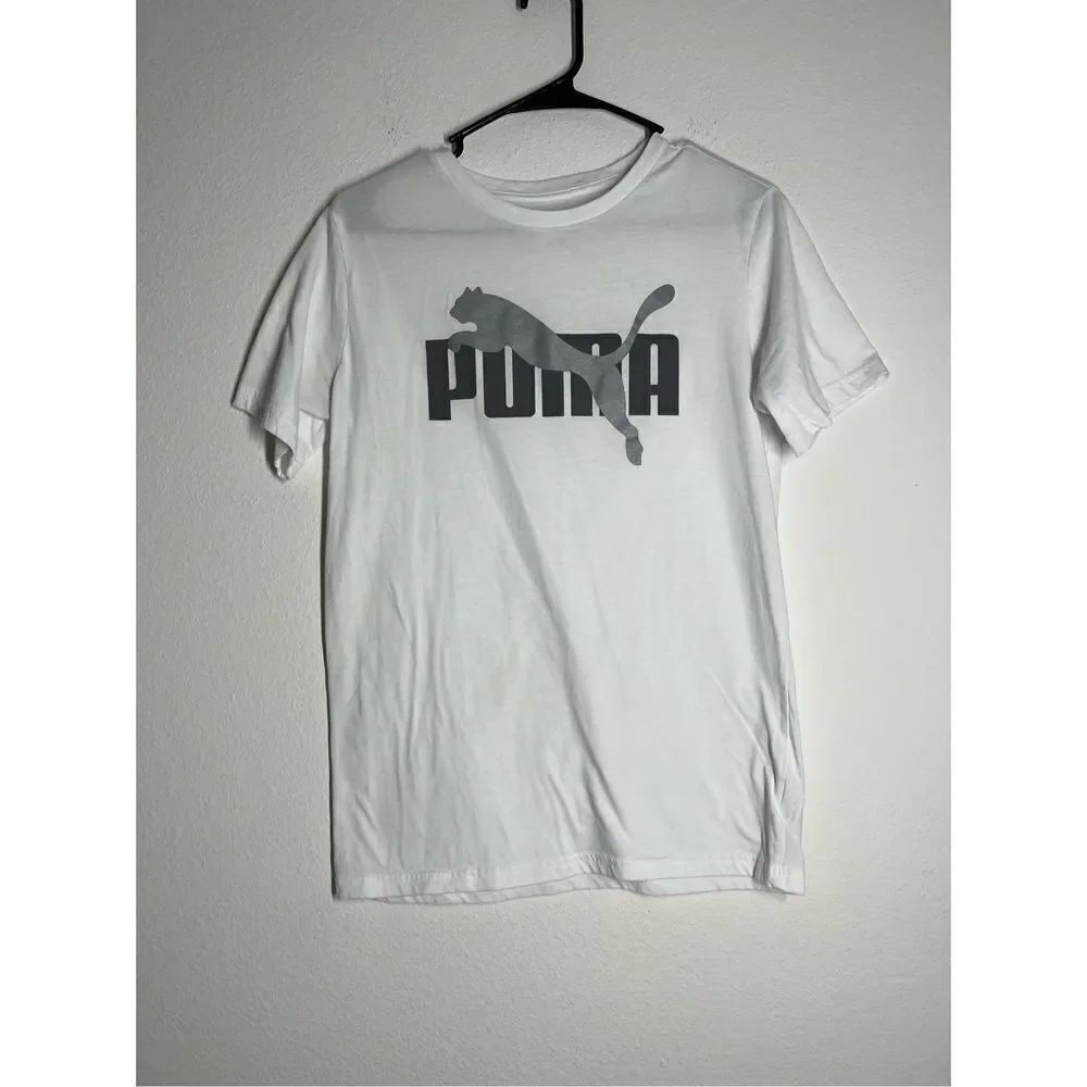PUMA BOYS' T-SHIRT White Black Size XL (18-20)